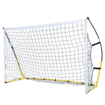 Everfit 3.6m portable soccer goal net with rebounder for sports training, yellow and black, ideal for soccer practice and drills.