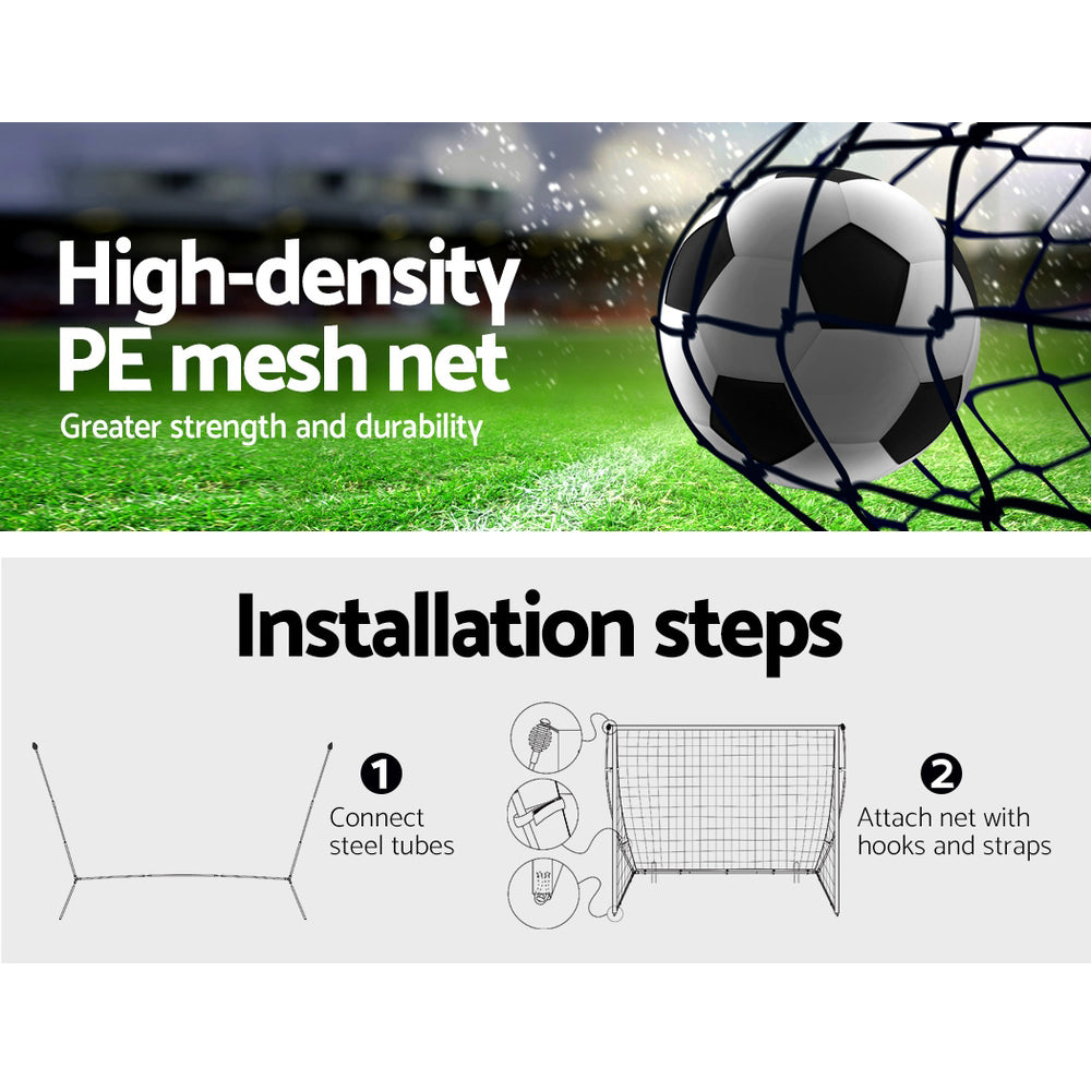 Everfit 3.6m portable soccer goal net with rebounder for sports training, featuring bright yellow accents and sturdy frame.