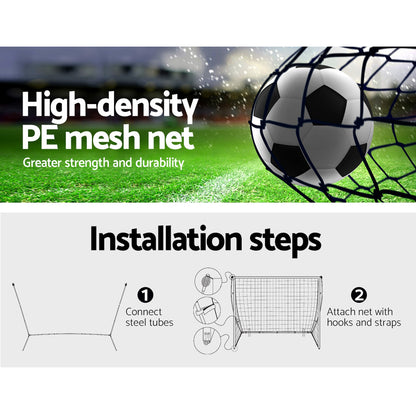 Everfit 3.6m portable soccer goal net with rebounder for sports training, featuring bright yellow accents and sturdy frame.