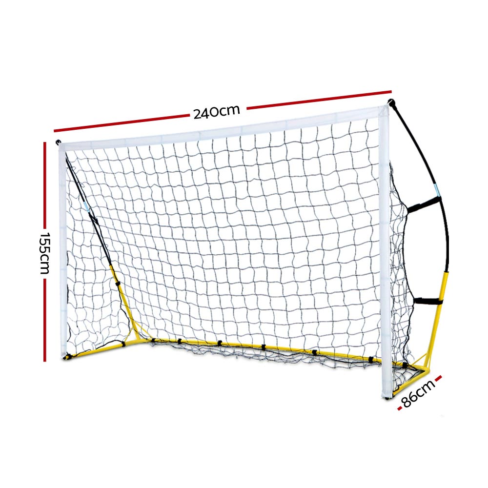 Everfit 2.4m portable soccer goal net with rebounder for sports training, designed for ball sports and soccer practice.