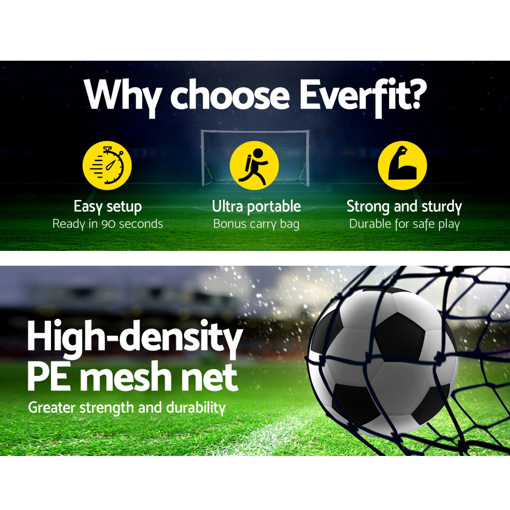 Everfit 2.4m portable soccer goal net with rebounder for sports training, made by Hlpmedical, designed for soccer practice and drills.