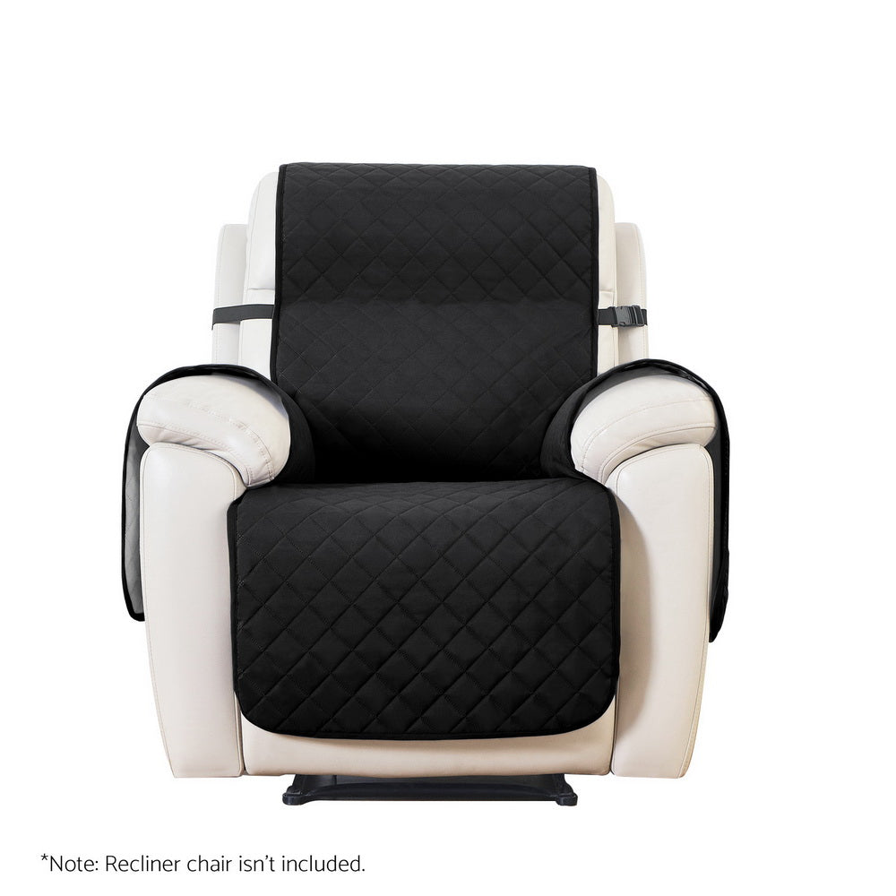 Black Artiss recliner chair cover by Hlpmedical, water-resistant fabric, protects arm chairs and recliners from spills and stains.