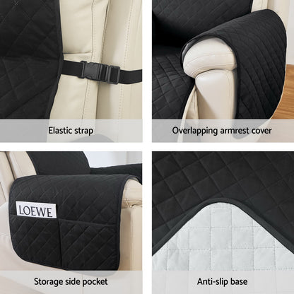Black Artiss recliner chair cover by Hlpmedical, 100% water resistant fabric protecting armchairs and recliners.