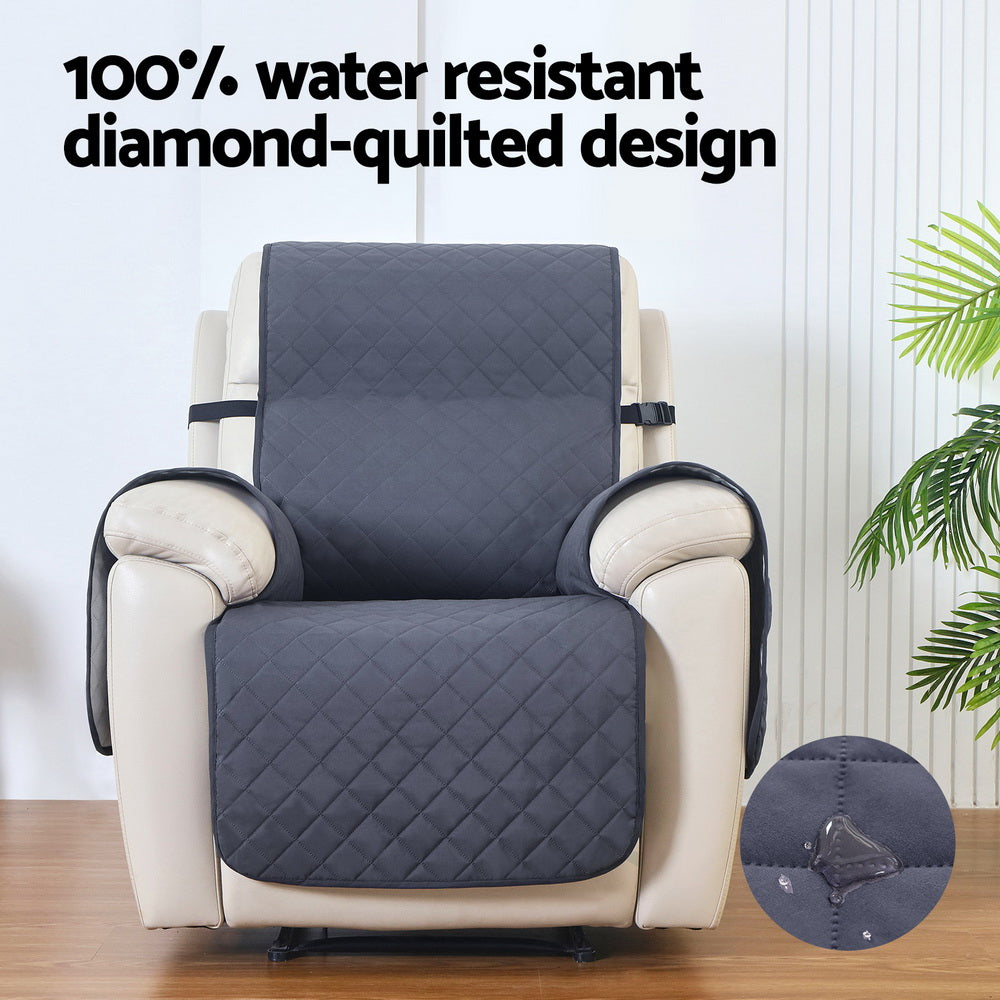 Grey Artiss recliner chair cover by Hlpmedical, water-resistant fabric, protects and enhances arm chairs and recliners.