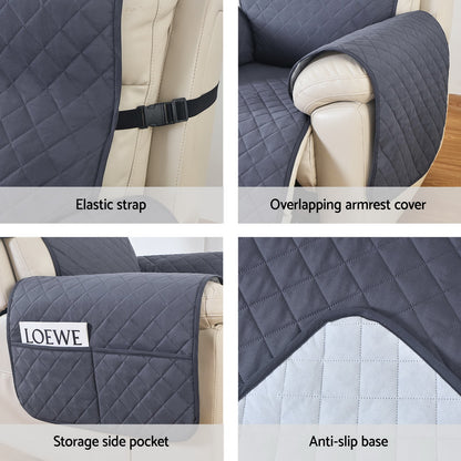 Gray Artiss recliner chair cover, water resistant fabric, protects armchairs and recliners from spills and stains.