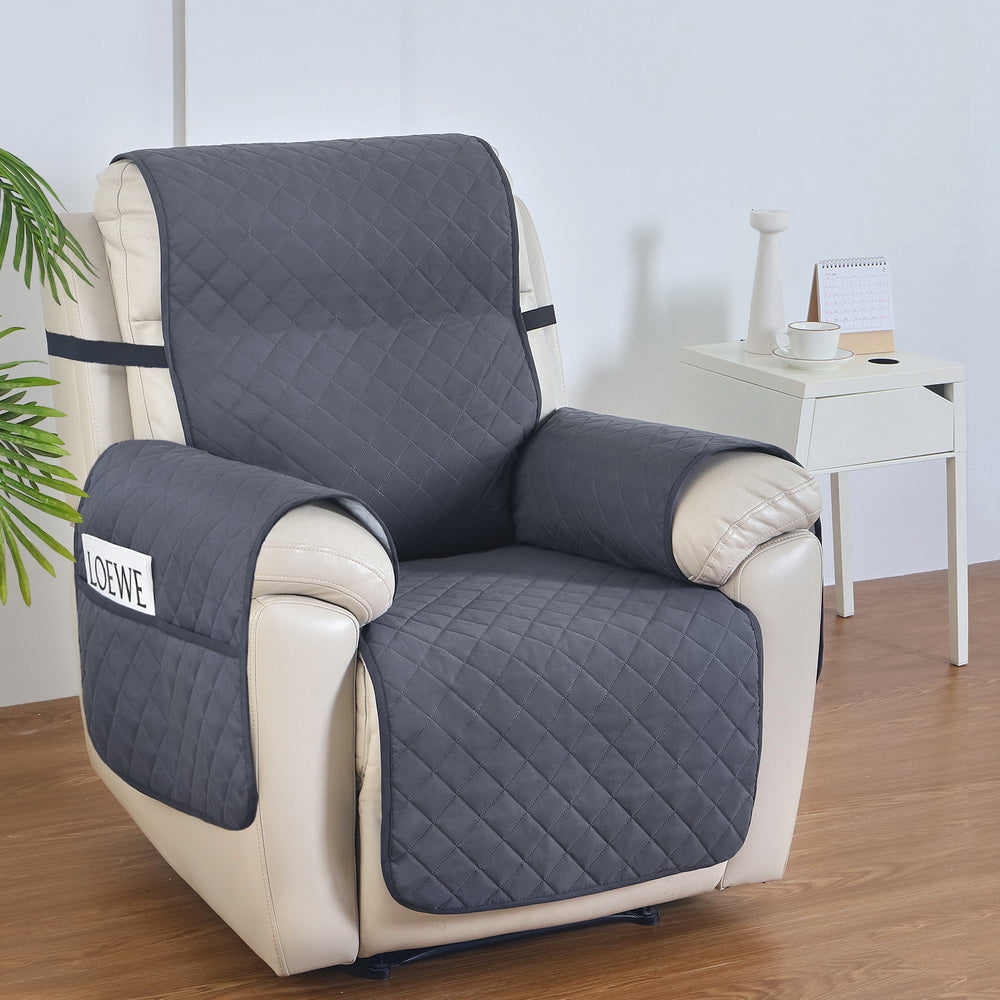 Hlpmedical Artiss grey recliner chair cover, 100% water-resistant fabric, protects arm chairs and recliners from spills and stains.