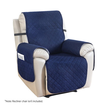 Navy water-resistant recliner chair cover by Hlpmedical, designed to protect arm chairs and recliners from spills and stains.