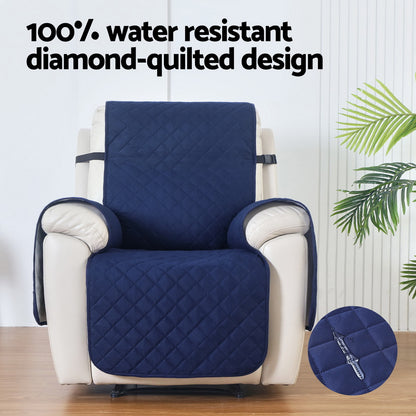 Hlpmedical Artiss navy water-resistant recliner chair cover on armchair, protecting the fabric from spills and stains.