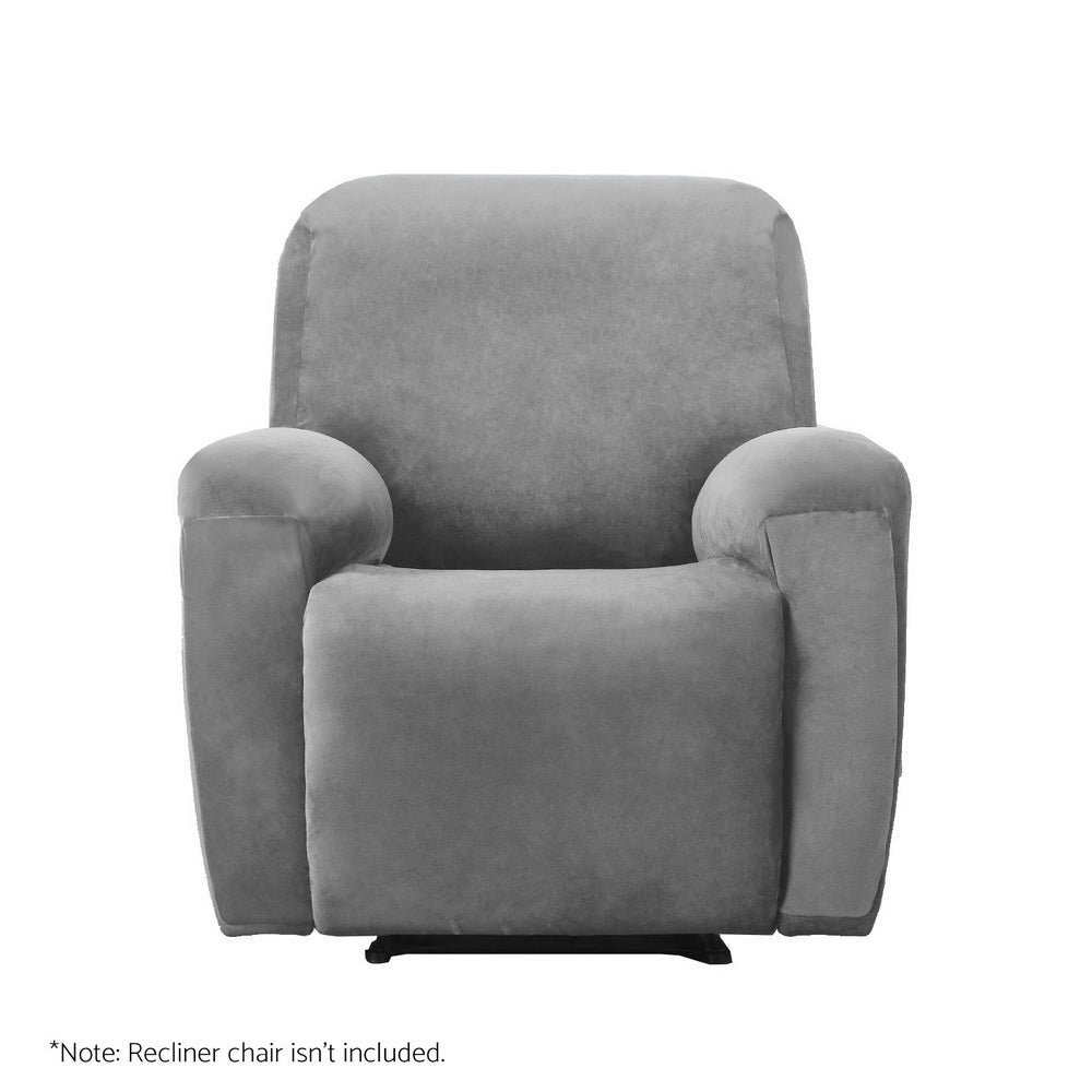 Grey velvet Artiss recliner chair cover for 1-seater armchair, fits standard recliners, protects and enhances furniture appearance.