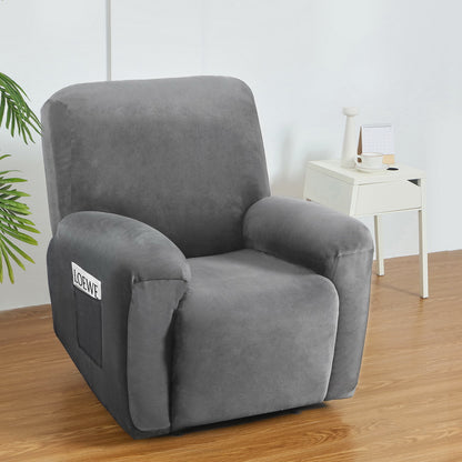 Hlpmedical Artiss velvet grey 1-seater recliner chair cover, soft fabric with a snug fit for armchairs and recliners.