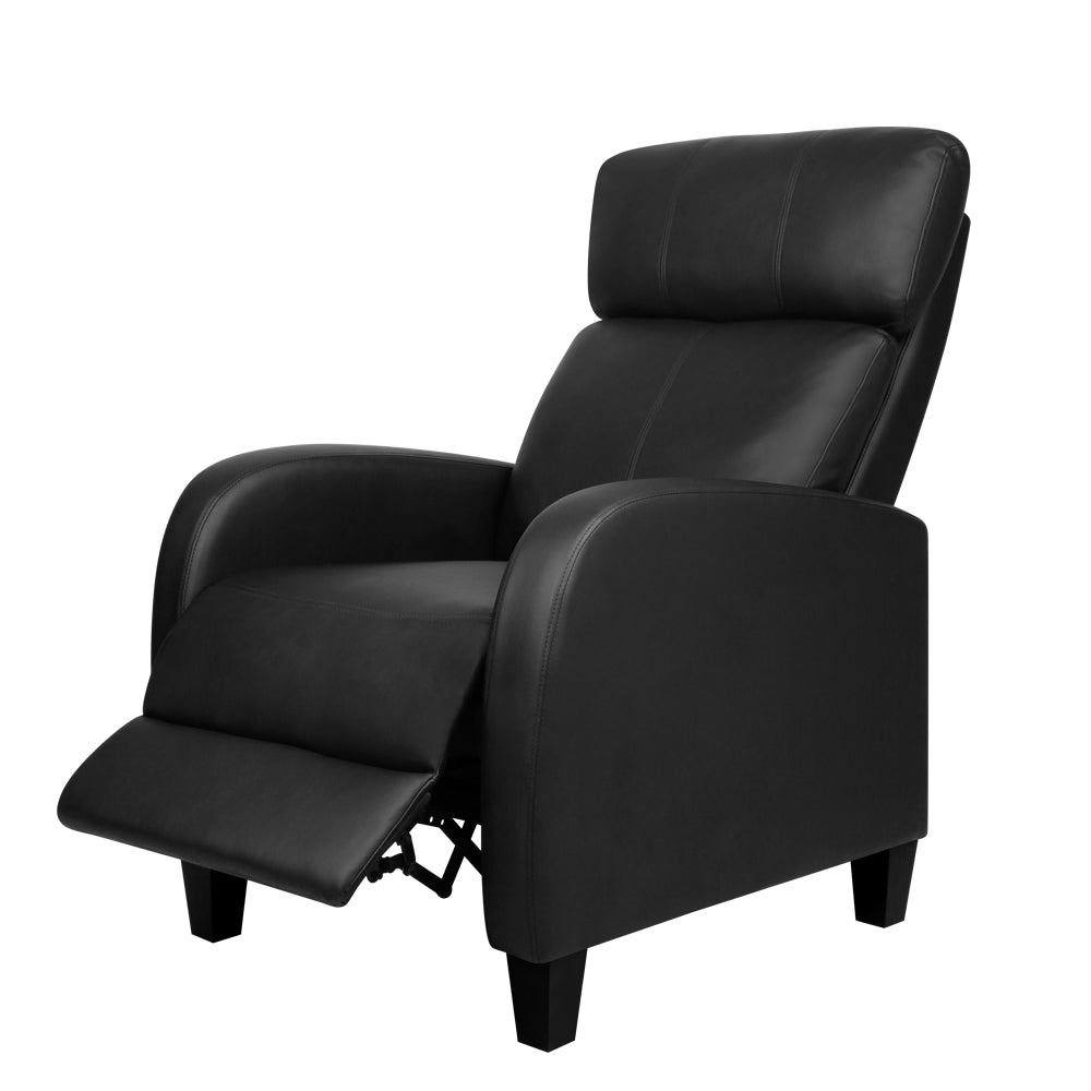 Black Artiss PU Leather Reclining Armchair by Hlpmedical, showcasing a comfortable, modern armchair with reclining feature and plush upholstery.