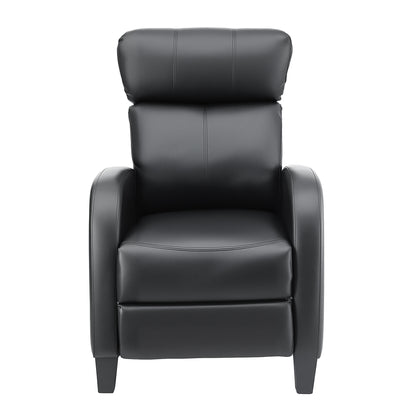 Black Artiss massage recliner chair for adults, upholstered in PU leather, featuring a small, comfortable armchair design.