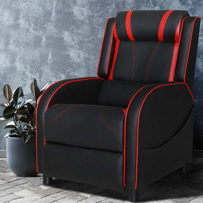 Black leather Artiss gaming recliner chair with ergonomic design and adjustable features, perfect for gaming and relaxation.