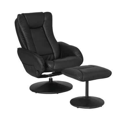 Black Artiss 2X Recliner Chair Ottoman with heated massage feature, comfortable armchair in a modern living room setting.