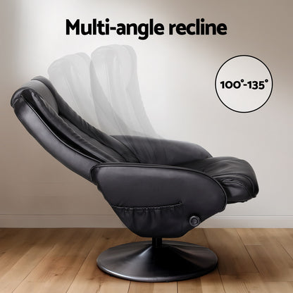 Black Artiss 2X Recliner Chair Ottoman with heated massage feature, featuring plush upholstery and ergonomic design.
