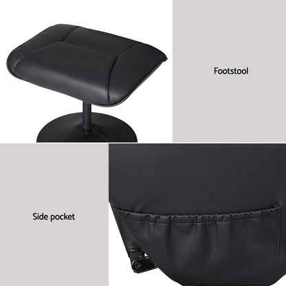 Black Artiss 2X recliner chair ottoman with heated massage function, featuring plush upholstery and ergonomic design.