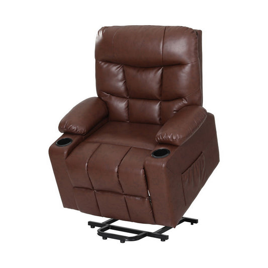 Hlpmedical Artiss recliner chair with lift assist, heated massage, leather upholstery, and padded armrests in a modern design