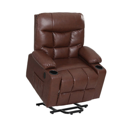 Hlpmedical Artiss recliner chair with lift assist, heated massage, leather upholstery, in a modern design.