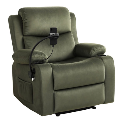 Hlpmedical Artiss heated massage recliner chair with velvet upholstery and built-in phone holder, designed for comfort and relaxation.