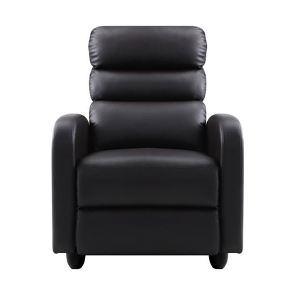 Brown Artiss recliner armchair with faux leather upholstery, featuring a comfortable design for relaxing seating.