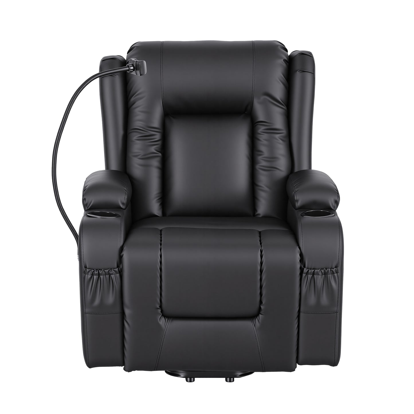 Hlpmedical Artiss power lift recliner chair with massage, heat, USB port, phone holder, black PU leather, armchair for living room.
