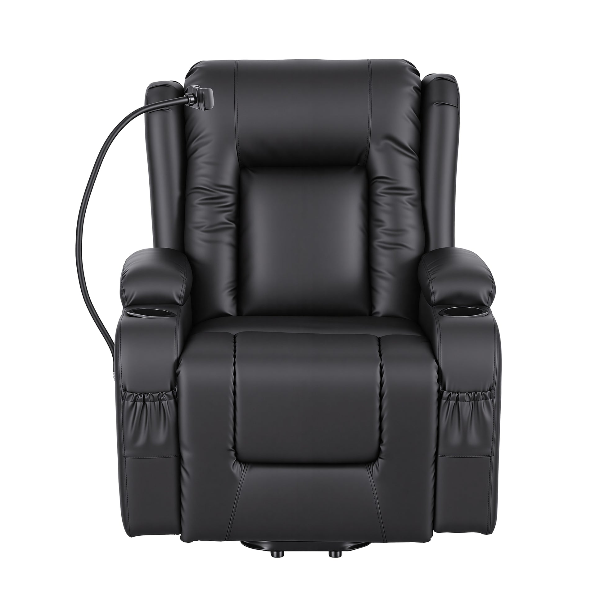 Hlpmedical Artiss power lift recliner chair with massage, heat, USB port, phone holder, black PU leather, armchair for living room.