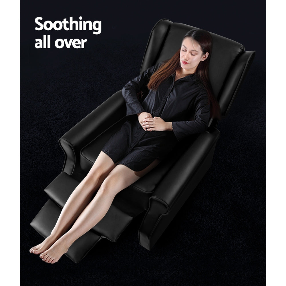 Black Artiss Recliner Armchair with faux leather upholstery, featuring a comfortable design and sturdy build.