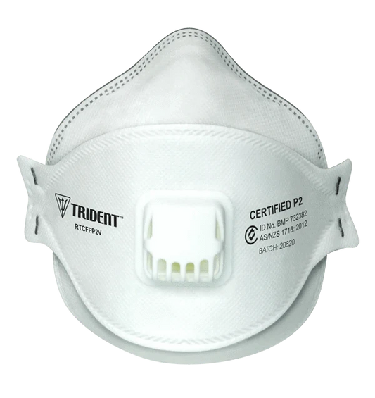 Trident P2 Valved Respirator Industrial Grade Extended Length Head Straps Level 3 (1Box/20masks)