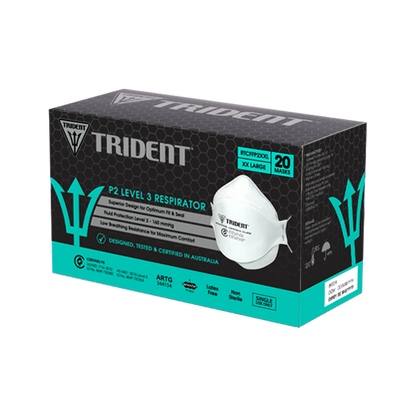 Trident P2 Respirator Level 3 Face Masks, Individually Packaged, Box/20