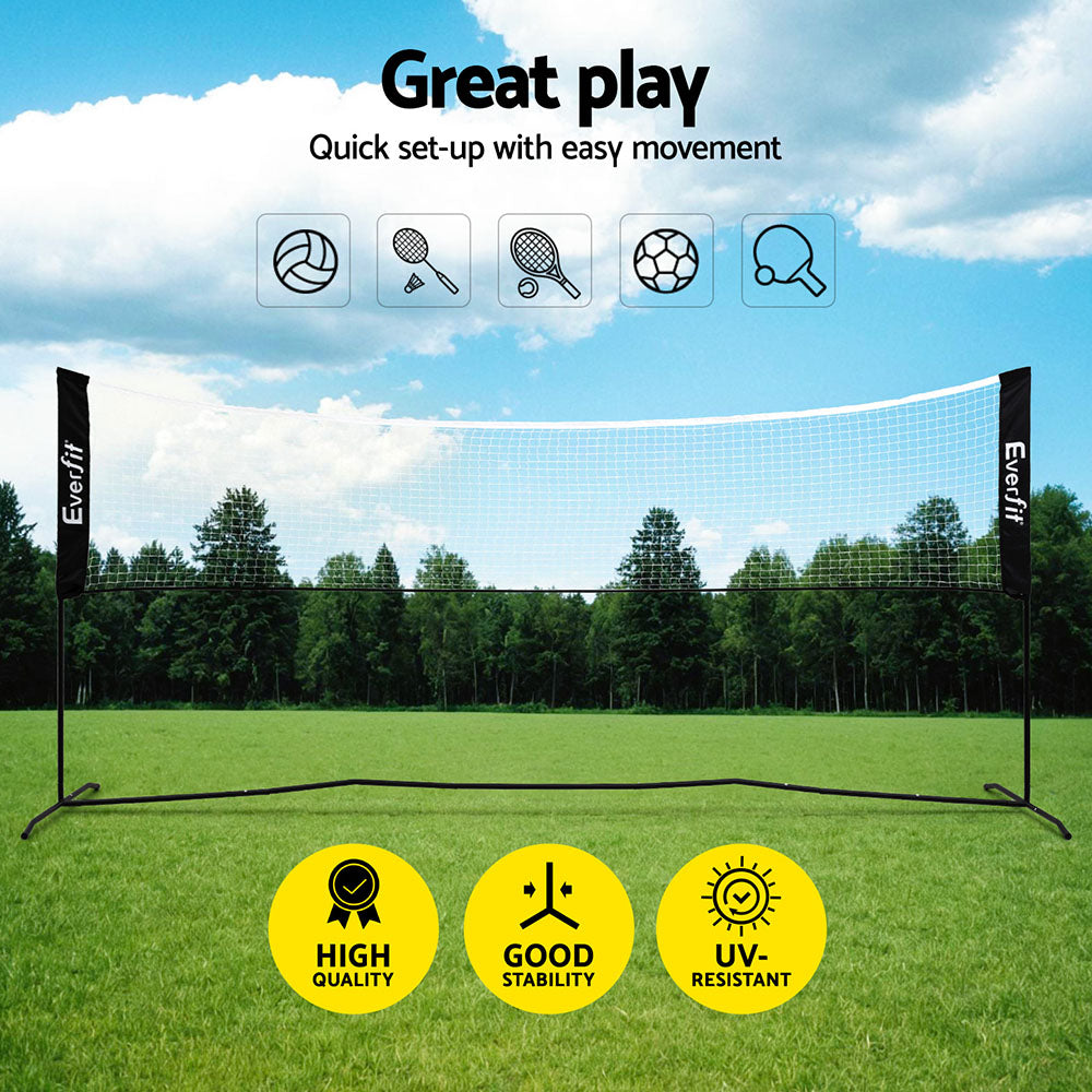 Hlpmedical Everfit 3.6M portable badminton tennis net with adjustable height for volleyball, ideal for outdoor sports and training.