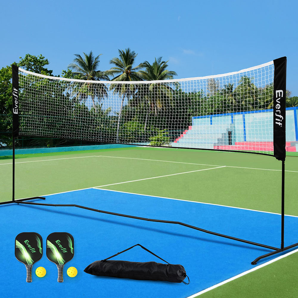 Everfit 3.6M portable badminton tennis net with adjustable height for volleyball and ball sports, black color, Hlpmedical brand