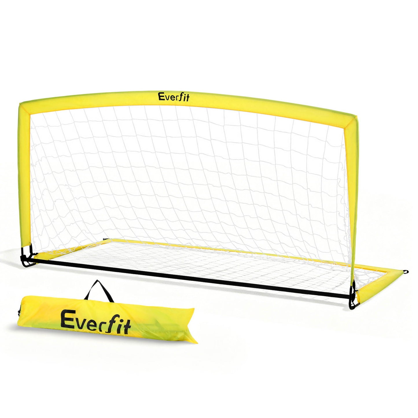 Everfit 2m portable soccer goal net with rebounder for training, featuring durable mesh and sturdy frame for ball sports practice.