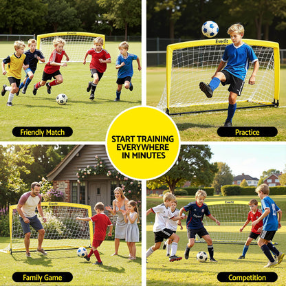 Everfit 2m portable soccer goal net with rebounder for sports training, designed for ball sports and soccer practice.