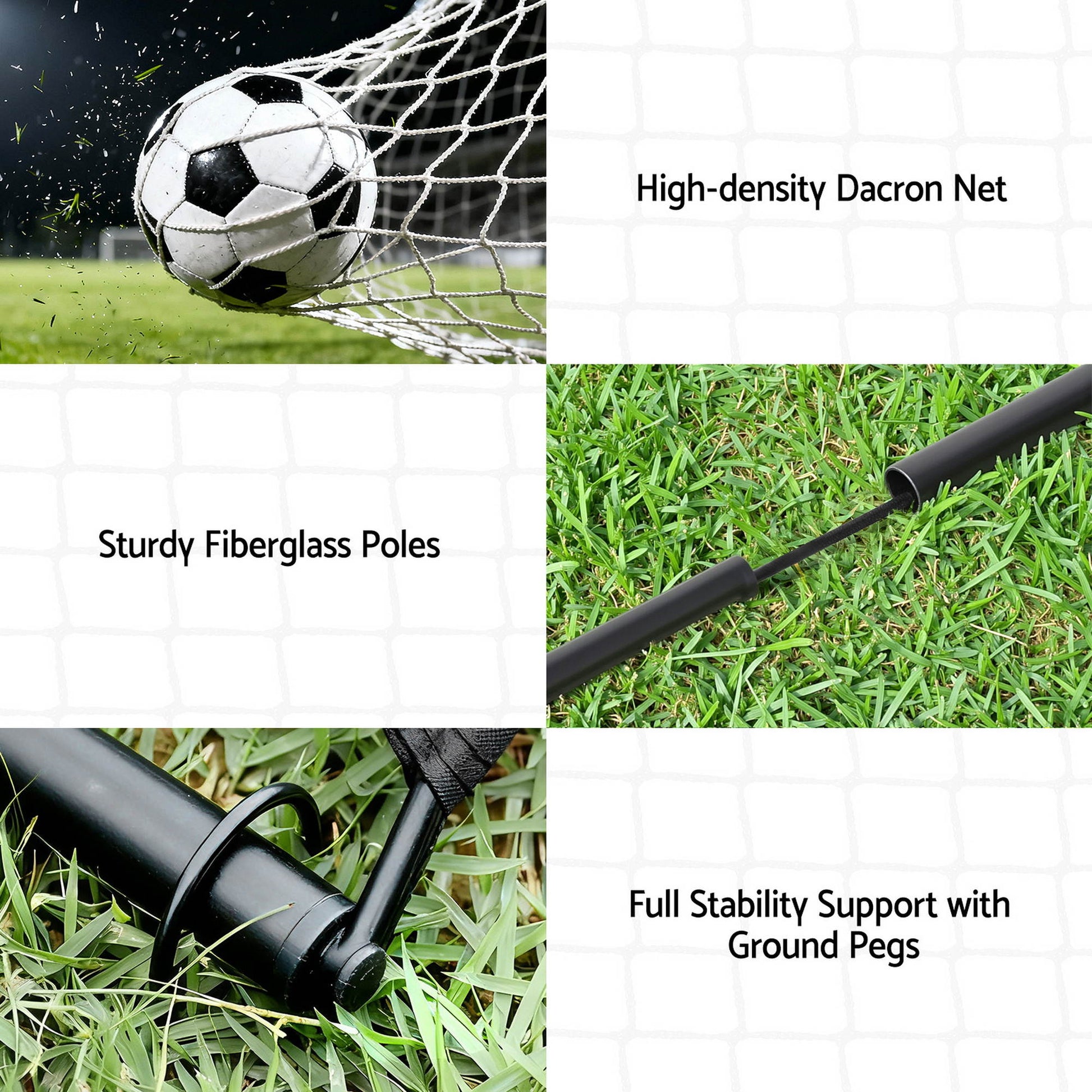 Everfit 2m portable soccer goal net with rebounder for sports training, used for soccer practice and ball control drills.