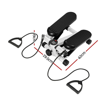 White Everfit mini stepper with resistance rope for aerobic exercise, compact home workout equipment by Hlpmedical.