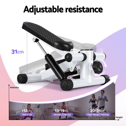 White Everfit mini stepper with resistance rope for home aerobic exercise, compact gym equipment by Hlpmedical.