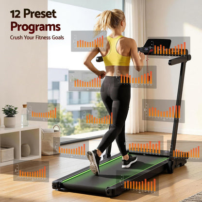Everfit 3-in-1 foldable walking pad treadmill with LED lights, black, 40cm wide belt, suitable for home gym use
