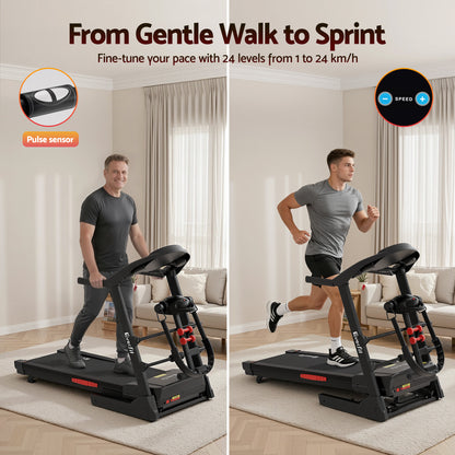 Hlpmedical Everfit electric treadmill with massager, 480mm wide, for home gym fitness and exercise routines.