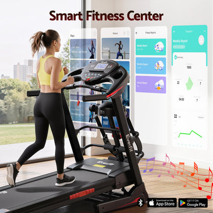 Hlpmedical Everfit electric treadmill for home gym, featuring a 480mm running belt and built-in massager for fitness and relaxation.