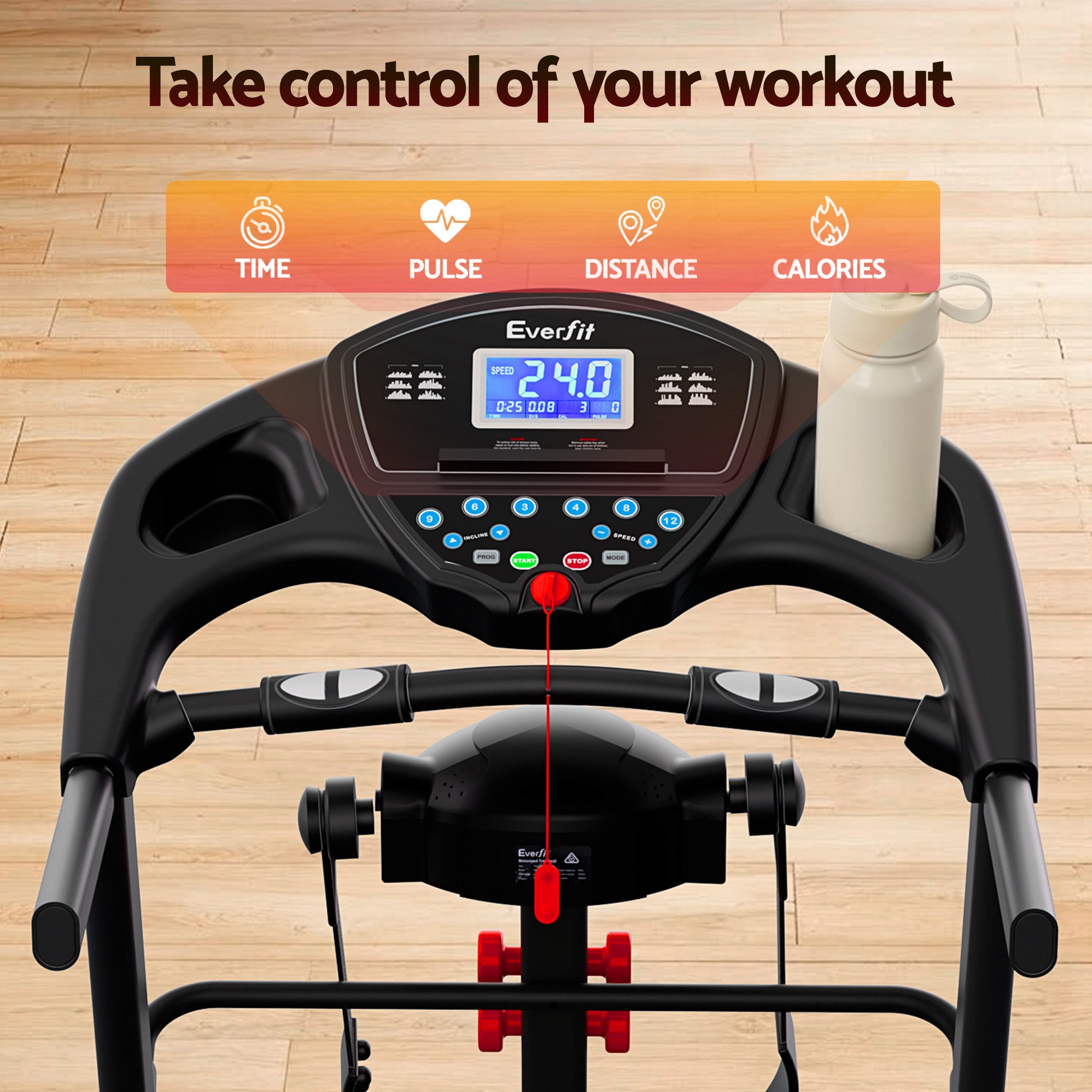 Everfit electric treadmill by Hlpmedical with 480mm width, designed for home gym fitness and exercise routines.