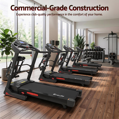 Everfit electric treadmill for home gym, featuring a 480mm running surface and integrated massager, by Hlpmedical.