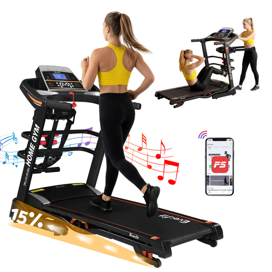 Hlpmedical Everfit electric treadmill with 480mm belt, home gym fitness machine, featuring built-in massager for exercise and relaxation.