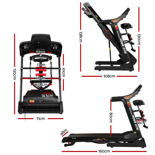 Hlpmedical Everfit electric treadmill with 480mm wide running belt, home gym fitness machine and built-in massager in a modern design