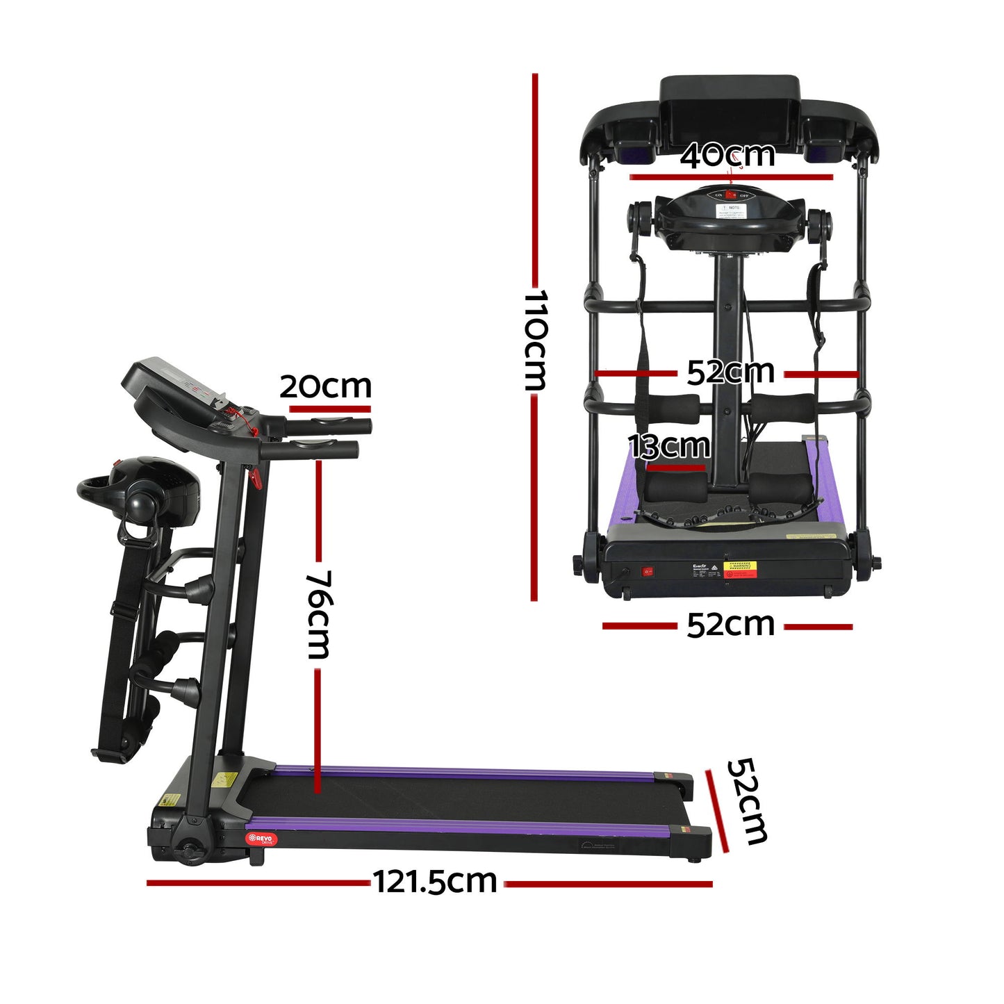 Hlpmedical Everfit electric treadmill for home gym, featuring a 400mm running surface and built-in massager for fitness and relaxation.