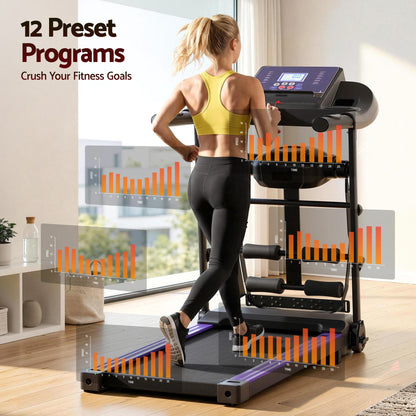 Hlpmedical Everfit electric treadmill with massager, 400mm wide running surface, for home gym and fitness exercise.