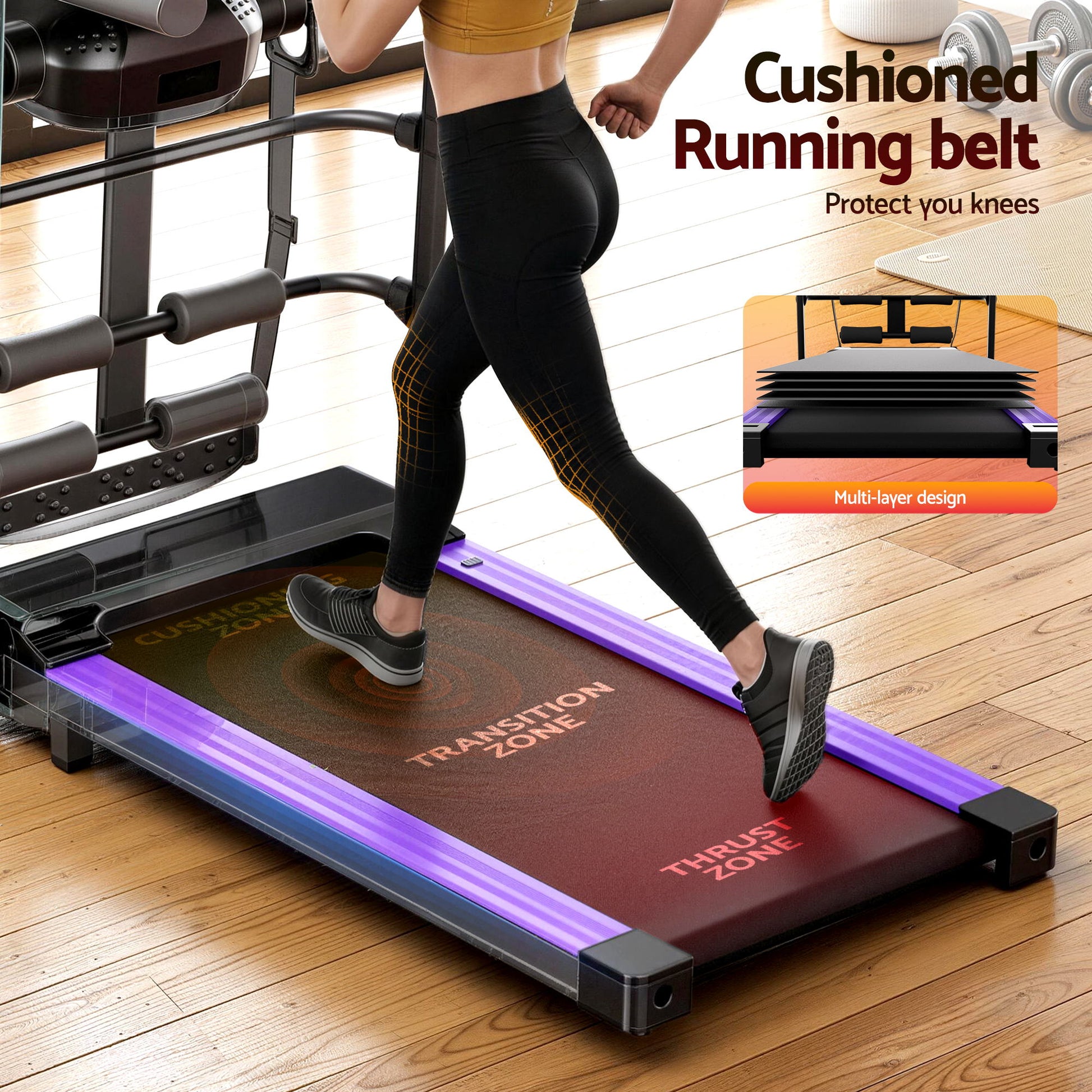 Hlpmedical Everfit electric treadmill with massage feature, 400mm wide running surface, for home gym fitness and exercise.