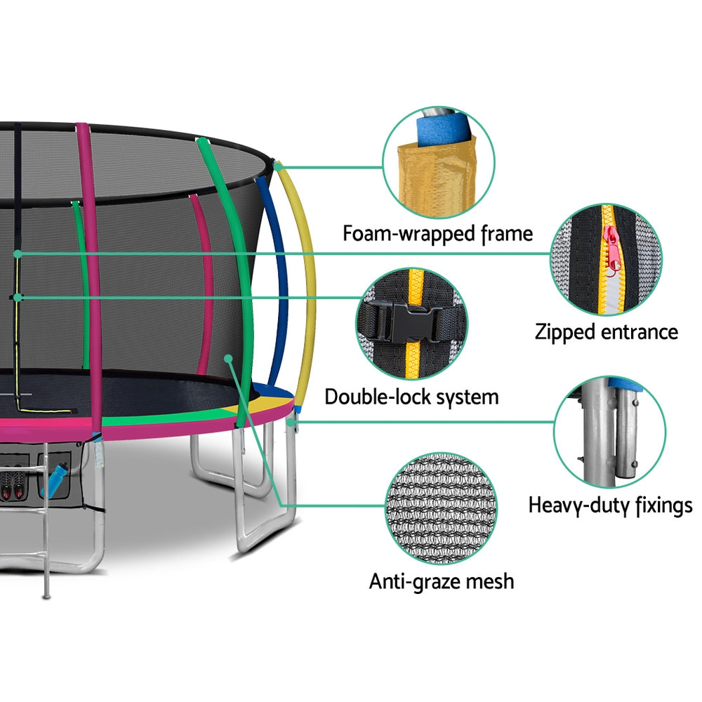 Everfit 16FT kids trampoline with ladder, safety enclosure, and colorful rebounder for outdoor fitness and active play