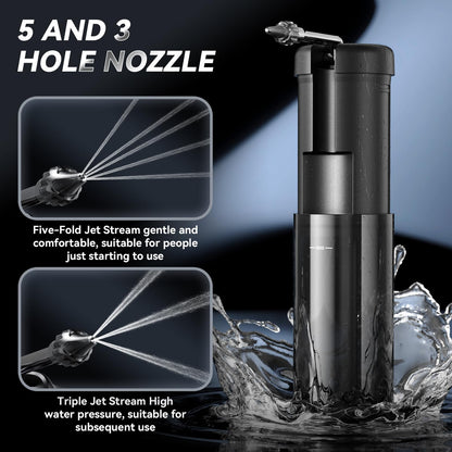 Electric Ear Cleaner with 5 Modes – Rechargeable Ear Irrigator with LCD Display, Foldable Nozzle, and Soft Silicone Tips for Safe Earwax Removal at Home or Travel (Black)