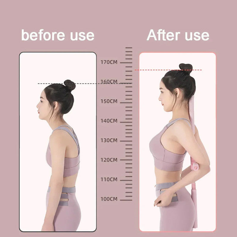Hlpmedical 80cm adjustable yoga stick and hunchback corrector for posture support and flexibility exercises.
