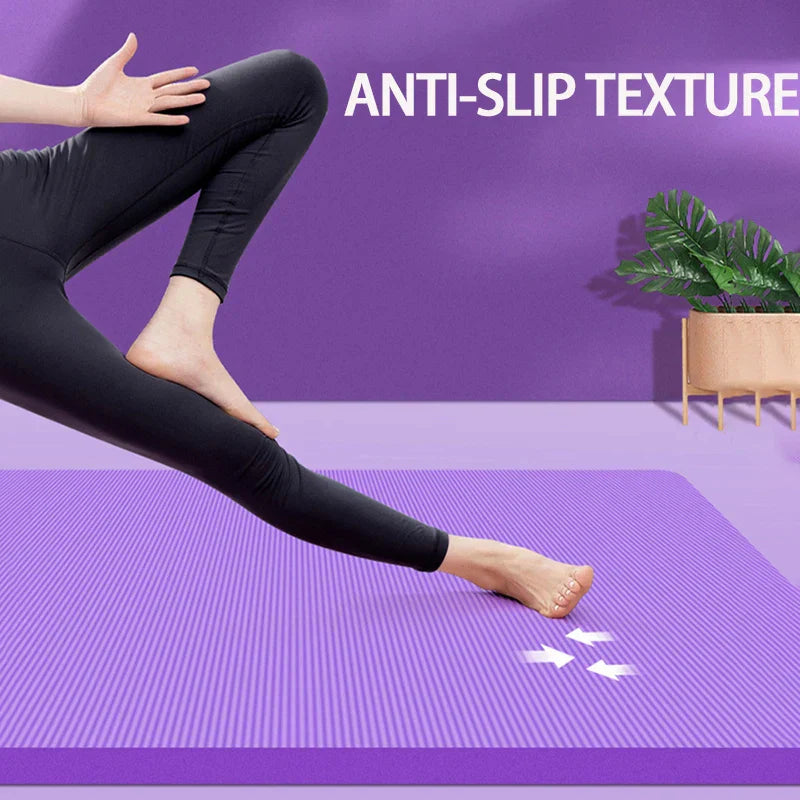 Thickened anti-slip yoga mat from Hlpmedical, ideal for exercise, Pilates, and fitness workouts with foam surface and secure grip.